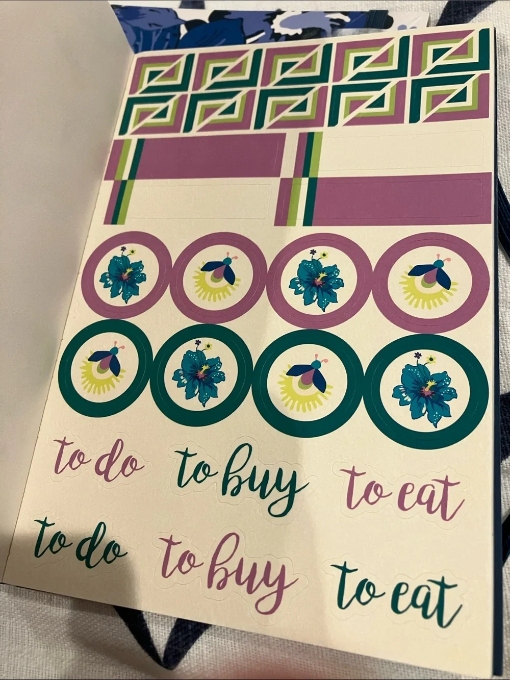 Vera Bradley Planner Stickers (2), Sticky Notes &  Index Card Deck, journal, pen